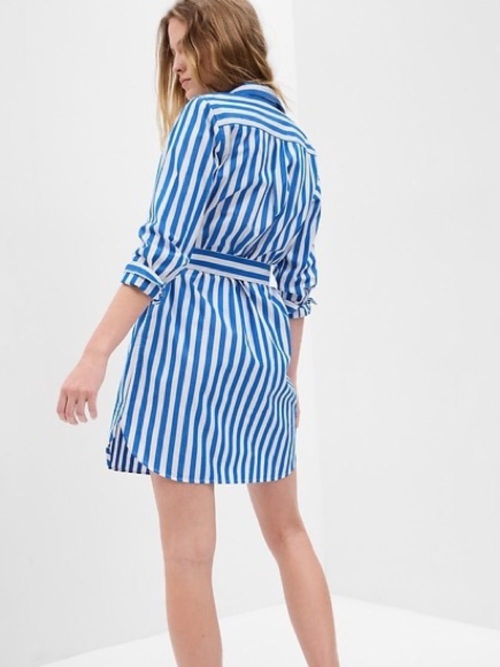 Gap Blue White Stripe 100% Cotton Belted Shirt Dress XS